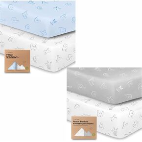 KeaBabies 2-Pack Organic Crib Sheets for Boys, Girls and 2-Pack Mini Crib Sheets - Jersey Fitted Crib Sheet, Baby Crib Sheets Neutral - Pack and Play Sheets Fitted - Crib Mattress Sheet