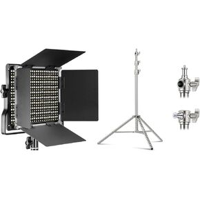Neewer Professional Metal Bi Color LED Video Light for Studio YouTube Photography Video Shooting, Dimmable 660 Beads, with U Bracket Barndoor, 3200-5600K, 7.2ft/2.2m Light Stand Inclued