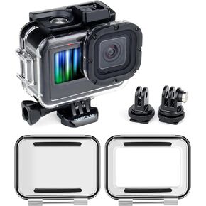 Waterproof Housing Case with 2-Pack Backdoors Waterproof+Skeleton Cover for GoPro Hero 9 10 11 12 13 Black