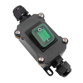 Inline Cord Switch Waterproof Switch,Outdoor Start Stop Switch in-line Jumper Switch DPST DC 25A 12V Red Rocker Button Switch Waterproof Box Switch Two-Side Entry Line, for Light, Motor