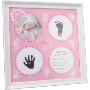 Baby Print Frame Kit, Easy to Document Plastic Density Board Sturdy Attractive Decorative Baby Handprint Footprint Kit for Display ()