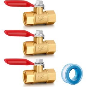 1/4 بوصة صمام NPT ضاغط الهواء النحاس صمام الثقيلة صمام الخدمة الذكور والإناث مفتاح التبديل 1/4 NPT الأنابيب للاختراف (ذكر x أنثى 3pcs) in Kuwait