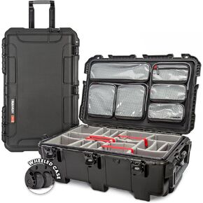 NANUK 962 Pro Photo Kit– Waterproof Large Travel Camera Hard Case with Wheels, Padded Dividers & Retractable Handle, 31" x 20" x 11" –Impact-Resistant, Dustproof, Durable, Ideal for Heavy Loads –Black