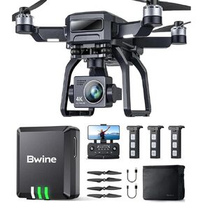BWINE 【حفظ 229.98 دولار】 GPS 3-AIX GIMBAL 4K بدون طيار مع كاميرا للمبتدئين البالغين+B112 وحدة الهوية عن بعد لتنظيم FAA DRONE ، وتتبع GPS