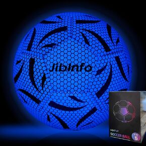 Light Up Soccer Ball Size 5, Glow in The Dark Soccer Ball Luminous Soccer Balls for Day&Night Games and Training Gifts for Men Youth and Adult Night Games