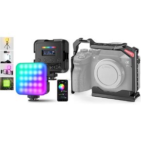 NEEWER RGB62 Magnetic RGB Video Light with Upgraded APP Control, 360° Full Color LED Camera Light with 3 Cold Shoes, Full Camera Cage Compatible with Sony a7R V/a7R IV/a7 IV Included