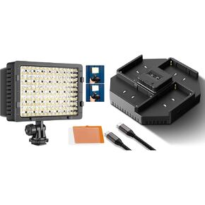 NEEWER® 160 LED CN-160 Dimmable Ultra High Power Panel Digital Camera/Camcorder Video Light, LED Light Compatible with Canon, Nikon, Pentax, Panasonic,Sony, NP-F970 4 Channel Charger Included