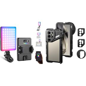 NEEWER VL67C RGB Selfie Light with APP Control, 94 LED CRI97 2000mAh Rechargeable, Cold Shoe Mount as Camera Light, S24 Ultra Phone Cage Included