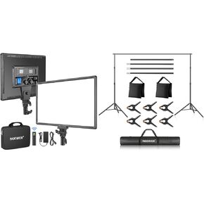 Neewer NL288 LED Video Light, 45W 4800Lux 3200K-5600K CRI 97+ Dimmable Bi Color 18" Soft Light Panel for Photography YouTube Live Stream Game Zoom Meeting, Studio Backdrop Support System Included