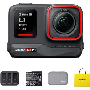 Insta360 Ace Pro Travel Bundle - Waterproof Action Camera Co-Engineered with Leica, Flagship 1/1.3" Sensor and AI Noise Reduction for Unbeatable Image Quality, 4K120fps, 2.4" Flip Screen