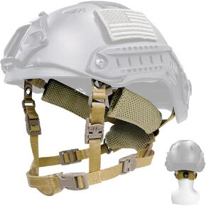 Tactical Helmet Chin Strap Adjustable Dial 4 Points Suspension System with Bolts and Screws for Tactical Fast MICH Bump Helmet Accessory