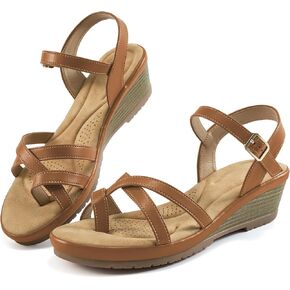 Aomigoct Dressy Womens Wedge Sandals: Black 8 Comfortable Platform Work Sandals for Women 2025 - Casual Walking Wedding Shoes
