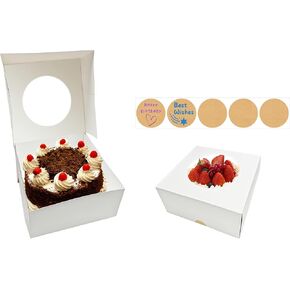 15 Pcs Cake Boxes,12x12x8 Inches White Bakery Boxes with Window,Tall Dessert Boxes,Cookie Boxes for Multi-Layer Cakes,Cake Containers for Birthday,Party,Valentine’s Day by GBF