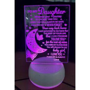 Xdorra Butterfly & Moon Blessing Lamp to My Daughter, Creative Birthday Gifts 3D Illusion Moon Night Lights Colors Changing Bedroom Decor Gift & Birthday Gifts for Daughter