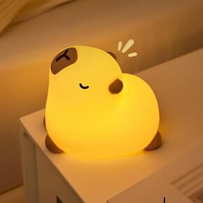 Cute Capybara Night Light - Dimmable,Rechargeable Silicone Touch Lamp for Kids,Adults,Nursery,Bedroom,Desk Decor,Gift for Girls,Boys,Friends(Portable,Timer