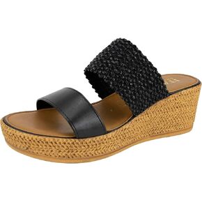 ITALIAN Shoemakers Inessa Womens Platform Wedge Espedrille and Raffia Sandal for Women