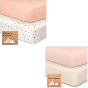 KeaBabies 2-Pack Organic Crib Sheets, Jersey Fitted Baby Crib Sheets, Neutral, 2-Pack