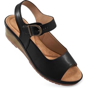 Alicegana Womens Wedge Sandals Comfortable Low Heel Dressy Summer Platform Shoes Ankle Strap Casual Non Slip Wedges