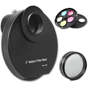 Astromania 2" Variable Grey Polarizing Filter - Bundle with - 2" Multiple 5-Position Filter Wheel