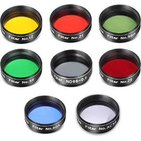 Astromania 1.25" Color/Planetary Moon Filter #AC54 - Bundle with - Filter Set of 1.25-Inch Seven Telescope Filters