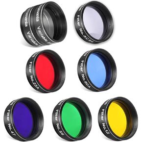Astromania 1.25" Color/Planetary Moon Filter #AC54 - Bundle with - 1.25" Telescope Eyepiece Filter Set(6 Pieces)