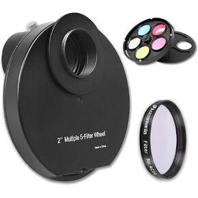 Astromania 2" Color/Planetary Moon Filter #AC54 - Bundle with - 2" Multiple 5-Position Filter Wheel