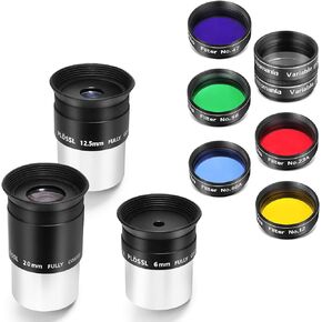 Astromania 1.25-Inch Telescope Eyepiece Filter Set(6 Pieces)- Bundle with - 1.25-Inch 6mm 12.5mm 20mm Plossl Telescope Eyepiece Set