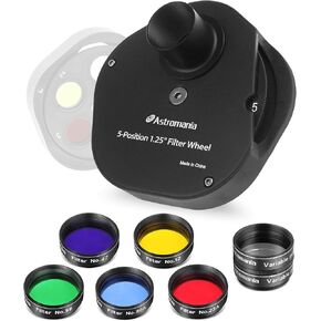 Astromania 1.25-Inch Telescope Eyepiece Filter Set(6 Pieces)- Bundle with - 1.25" Multiple 5-Position Filter Wheel