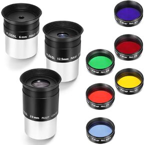 Astromania 1.25-Inch Color Filter Set (6 Pieces)- Bundle with - 1.25-Inch 6mm 12.5mm 20mm Plossl Telescope Eyepiece Set