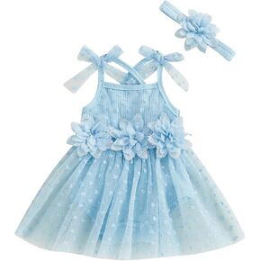 Newborn Baby Girl Clothes Baby Girls Summer Romper Dress 3D Floral Decor Heart Print Jumpsuit With Headband