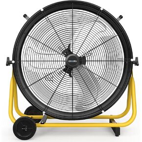 24" High Velocity Industrial Drum Fan, 8500 CFM 3-Speed Heavy Duty Metal Black Shop Fan for Warehouse, Workshops, Garage, Factory and Basement - UL Safety Listed