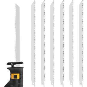 6 Pack Stainless Steel Reciprocating Saw Blades - 12inch, 6TPI for Meat, Beef, Sheep, Ham, Turkey and Bone Cutting