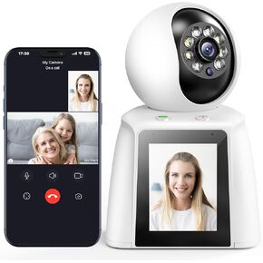 Home Two Way Audio & Video Camera, 2.8" Indoor 2K Cameras for Baby & Elderly Care, Pet/Dog/Cat Cam, AI Siren Security, Night Vision, Phone App, 2.4Ghz WiFi