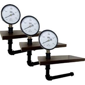 Pipe Paper Towel Holder, Industrial Black Toilet Roll Holder Wall Mount, Rustic Iron Paper Towel Rack with Shelf for Bathroom Kitchen (1, B)