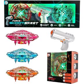 Force1 Scoot Skeet Drone Electronic Shooting Game Bundle- 2 Hand Drones with LED Toy Gun and 1 Scoot Skeet Drone Orange Compatible with Scoot Skeet LED Blaster Gun Ultimate Electronic Target Game Set