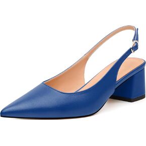 مضخات Womens Slingback ، وأحذية مضخة الكعب المدببة في منتصف إصبع القدم للنساء ، ومراحة النعل الجلدية اليومية المضخات 2 "