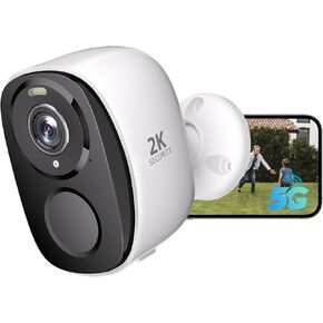 Rraycom 2Pack 5G/2.4G WiFi Security Cameras Wireless Outdoor, 2K Battery Powered Cameras for Home Security with AI Motion Detection, Color Night Vision, Siren, 2-Way-Audio, Works/Alexa,Waterproof