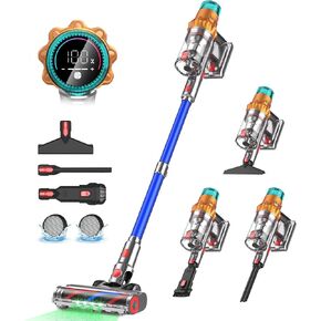 Cordless Vacuum Cleaners for Home,65Mins/600W/48Kpa Powerful Suction,Self-Standing Cordless Stick Vacuum Cleaner,Lightweight Anti-Tangle Rechargeable Vacuum for Hard Floor/Carpet/Pet Hair/Car