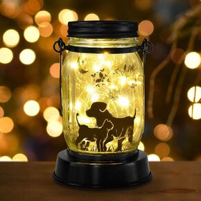 Styleonme Decor Mobile Outdoor Solar Lanterns, Solar Waterproof Cat Lights with Butterfly, Gifts for Women Men Cat Lovers Gifts, Hanging Cat Lanterns with Stake for Yard Lawn Garden Decor