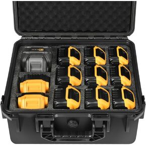 Storage Case for Dewalt Battery & Charger - Waterproof Power Tool Box Storage Bag with Customizable Fit Foam for Milwaukee/Makita/Ryobi Battery & Charger (Only Case)