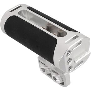 Mini Side Handle Handgrip, Camera Cage Side Handle, Aluminum Alloy Silicone Universal Up and Down Adjustable Handle Grip with 1/4 Screw Cold Shoe Mount for Photography (Silver)