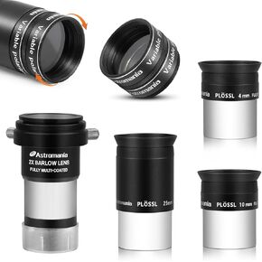 Astromania 1.25" Variable Grey Polarizing Filter - Bundle with - 1.25" Plossl Eyepieces 4 10 25mm with 2X Barlow