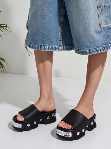 Women Platform Sandals Open Toe Chunky Flatform Slides Sandals Fashion Slip on Summer Beach Sandals Casual Dressy Female Platform Slides for Vacation Comfort Wedges Slide in Saudi Arabia