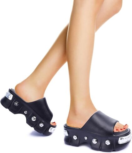 Women Platform Sandals Open Toe Chunky Flatform Slides Sandals Fashion Slip on Summer Beach Sandals Casual Dressy Female Platform Slides for Vacation Comfort Wedges Slide in Saudi Arabia