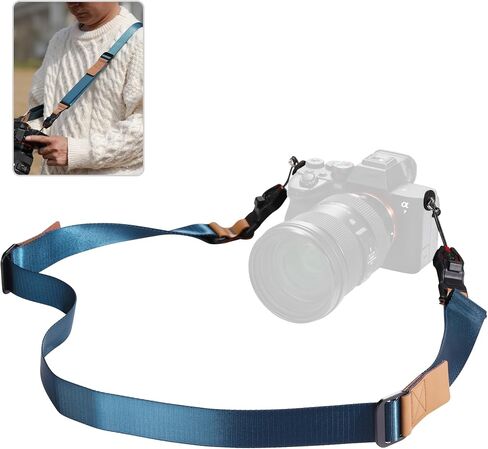 Quick Release Camera Strap - Compatible for Peak Design Buckle 1.73 inch Wide Adjustable Length 198 lbs Load Capacity for DSLR Mirrorless Cameras Outdoor & Professional Photography（Blue） in Kuwait