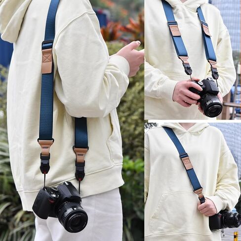Quick Release Camera Strap - Compatible for Peak Design Buckle 1.73 inch Wide Adjustable Length 198 lbs Load Capacity for DSLR Mirrorless Cameras Outdoor & Professional Photography（Blue） in Kuwait