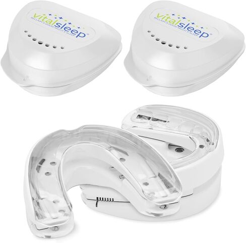 واقيات الفم المضادة للشخير من VitalSleep، مقاسات رجالية، قطعتين، جهاز شخير قابل للتعديل، حل للشخير مصنوع في الولايات المتحدة الأمريكية، واقي الفم للشخير من أجل نوم أفضل in Kuwait