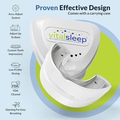 واقيات الفم المضادة للشخير من VitalSleep، مقاسات رجالية، قطعتين، جهاز شخير قابل للتعديل، حل للشخير مصنوع في الولايات المتحدة الأمريكية، واقي الفم للشخير من أجل نوم أفضل in Kuwait