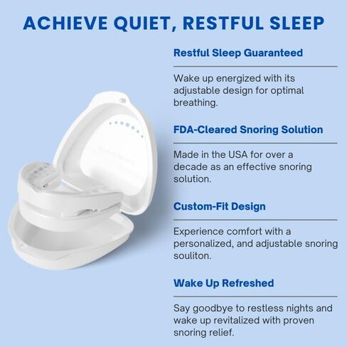 واقيات الفم المضادة للشخير من VitalSleep، مقاسات رجالية، قطعتين، جهاز شخير قابل للتعديل، حل للشخير مصنوع في الولايات المتحدة الأمريكية، واقي الفم للشخير من أجل نوم أفضل in Kuwait