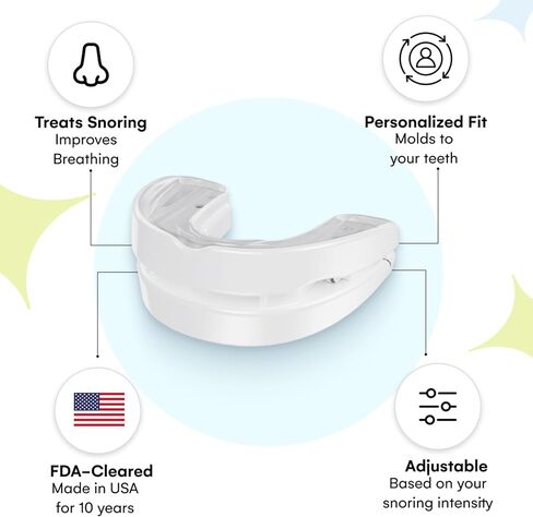 واقيات الفم المضادة للشخير من VitalSleep، مقاسات رجالية، قطعتين، جهاز شخير قابل للتعديل، حل للشخير مصنوع في الولايات المتحدة الأمريكية، واقي الفم للشخير من أجل نوم أفضل in Kuwait